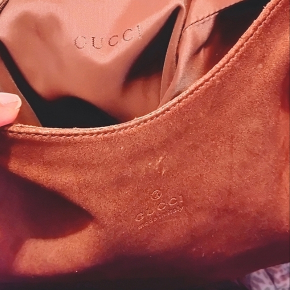 GUCCI SUEDE SHOULDER BAG BROWN SUEDE LEATHER - Picture 15 of 17